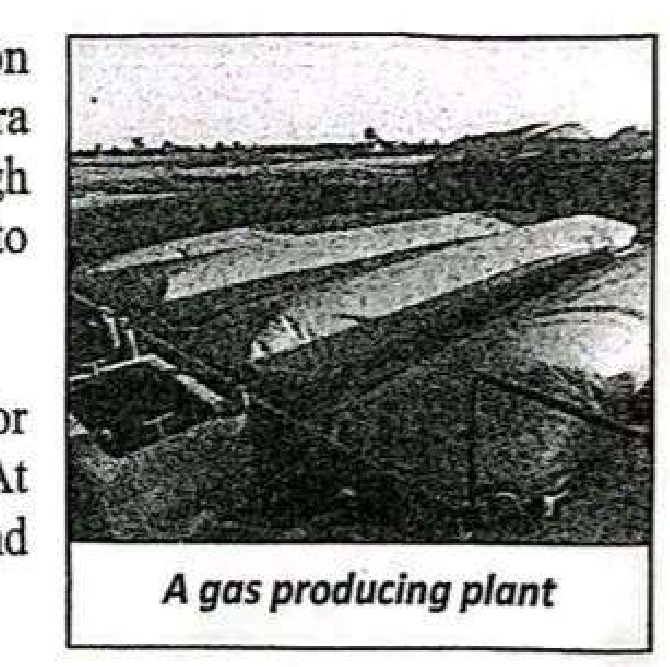A gas producing plant